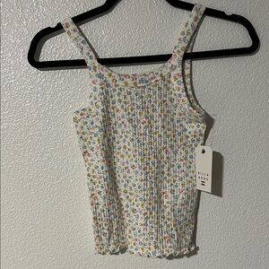 Billabong Floral Ribbed Tank Top - White Multicolor
